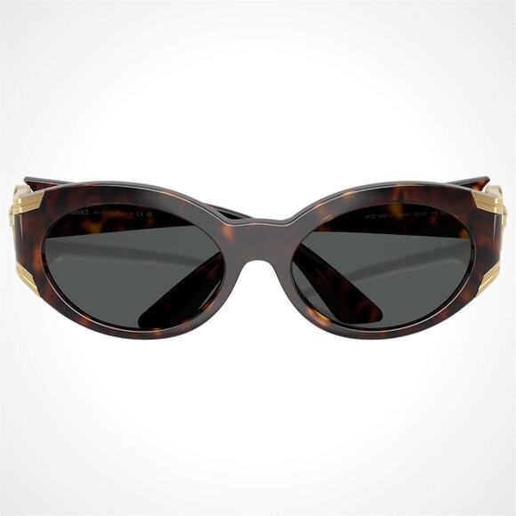 New VERSACE Sunglasses Brown Tortoise Oval Gold Medusa Medallion Retro main image 4